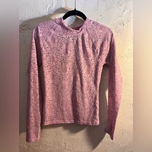 Free People Pink Lace Long Sleeve Top